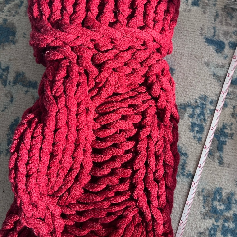 Pottery Barn Red Chunky Knit Christmas Stocking 20” Holiday Decor - Picture 3 of 3